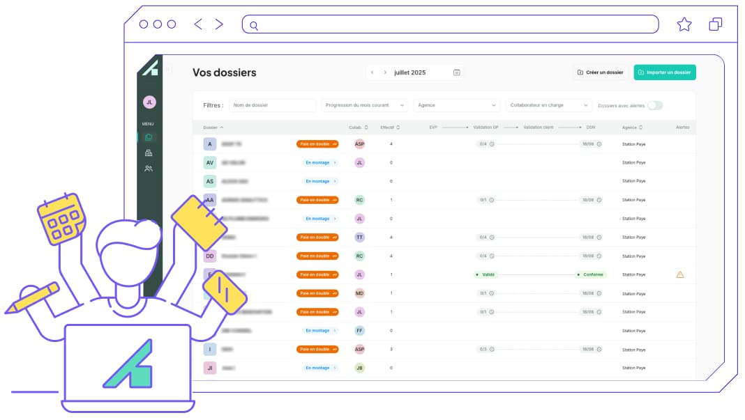 Écran affichant l’interface de Station Paye